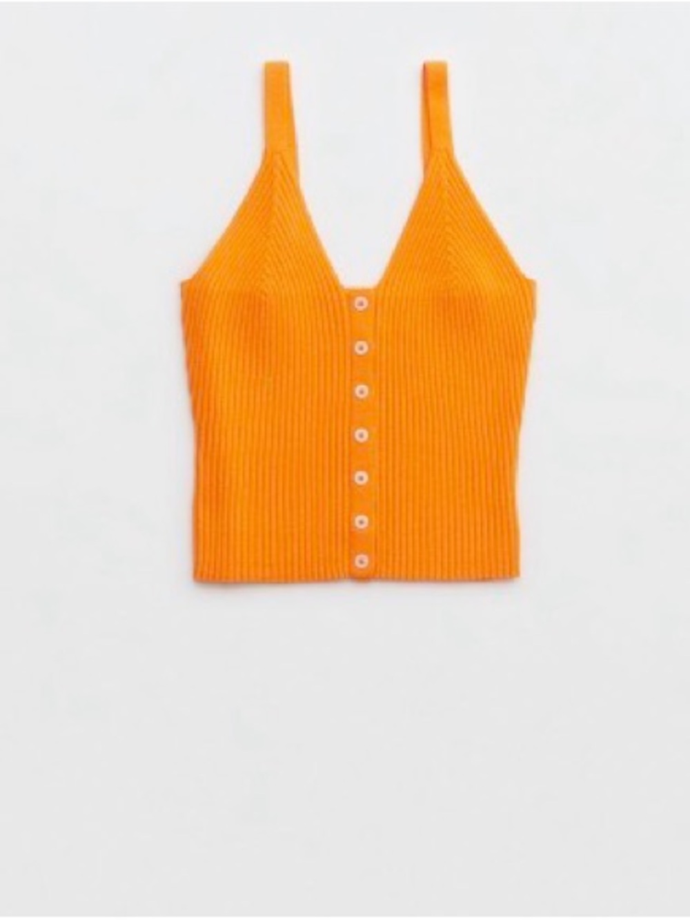 aerie Orange Ribbed Button-Front Tank Top - Picture 3 of 7